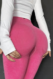 Leggings taille haute longueur cheville rehaussant les fesses roses