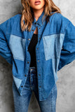 Color Block Buttoned Denim Jacket