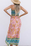 Floral Print Bodice Spaghetti Strap Maxi Dress