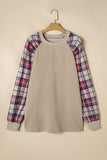 Brown Plaid Raglan Sleeve Sweatshirt