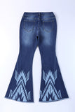 Western Pattern High Rise Flare Jeans