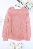 Hollow-out Puffy Sleeve Knit Sweater