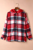 Hooded Plaid Button Front Shacket