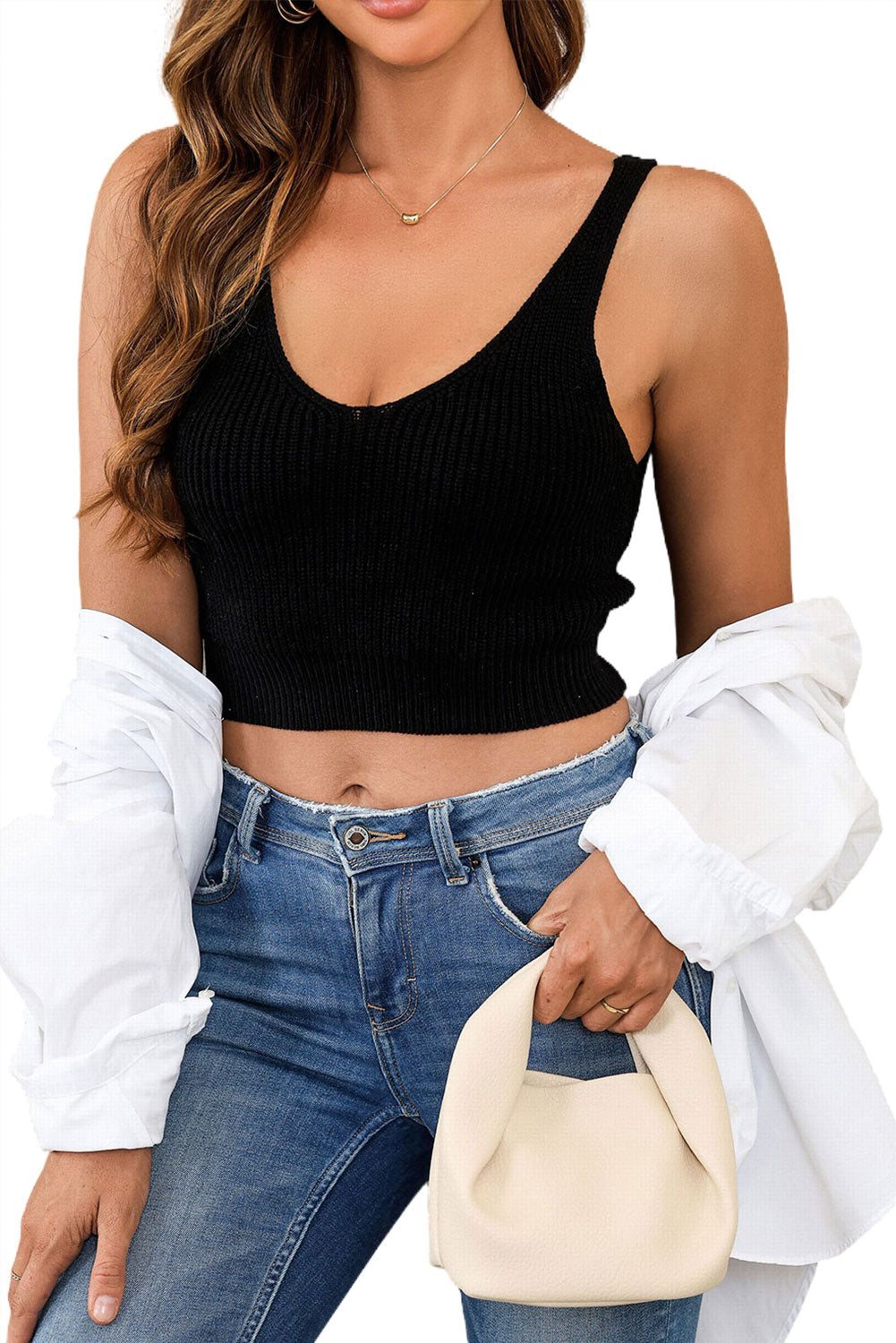 Cropped Woolen Knit Vest