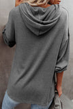 Black Buttoned High and Low Hem Hoodie