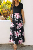 Contrast Floral Empire Waist Maxi Dress