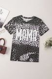 MAMA Leopard Print Short Sleeve Casual Graphic Tee