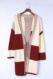 Chunky Block Pattern Knit Open Front Cardigan