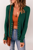 Lightweight Knit Ribbed Trim Snap Button Cardigan