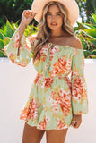 Floral Off the Shoulder Bell Sleeve Romper