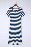 Stripe Print V Neck Maxi Dress with Side Splits