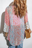 Multicolor Leopard Print Open Front Bell Sleeve kimono