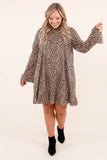 Plus Size Ruffle Long Sleeve Mini Dress