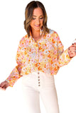 Floral Print Turn Down Collar Loose Shirt