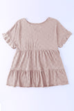 Pink Plus Size Eyelet Pattern Ruffle Sleeve Babydoll Top