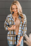 Drop Shoulder Rounded Hem Plaid Pattern Shirt