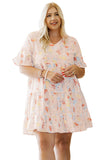 Plus Size Floral Pattern Babydoll Swing Dress