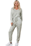 Print Long Sleeve Top & Drawstring Joggers Loungewear