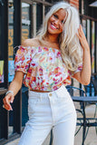 Floral Print Off Shoulder Puff Sleeve Blouse