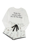 Long Sleeve Letters Pullover and Animal Shorts Lounge Set