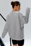 Cable Textured Drop Shoulder Pullover Sweatshirt