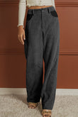 Contrast Patched Pocket Corduroy Wide Leg Pants