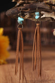 Boucles d'oreilles pendantes à pampilles marron et turquoise