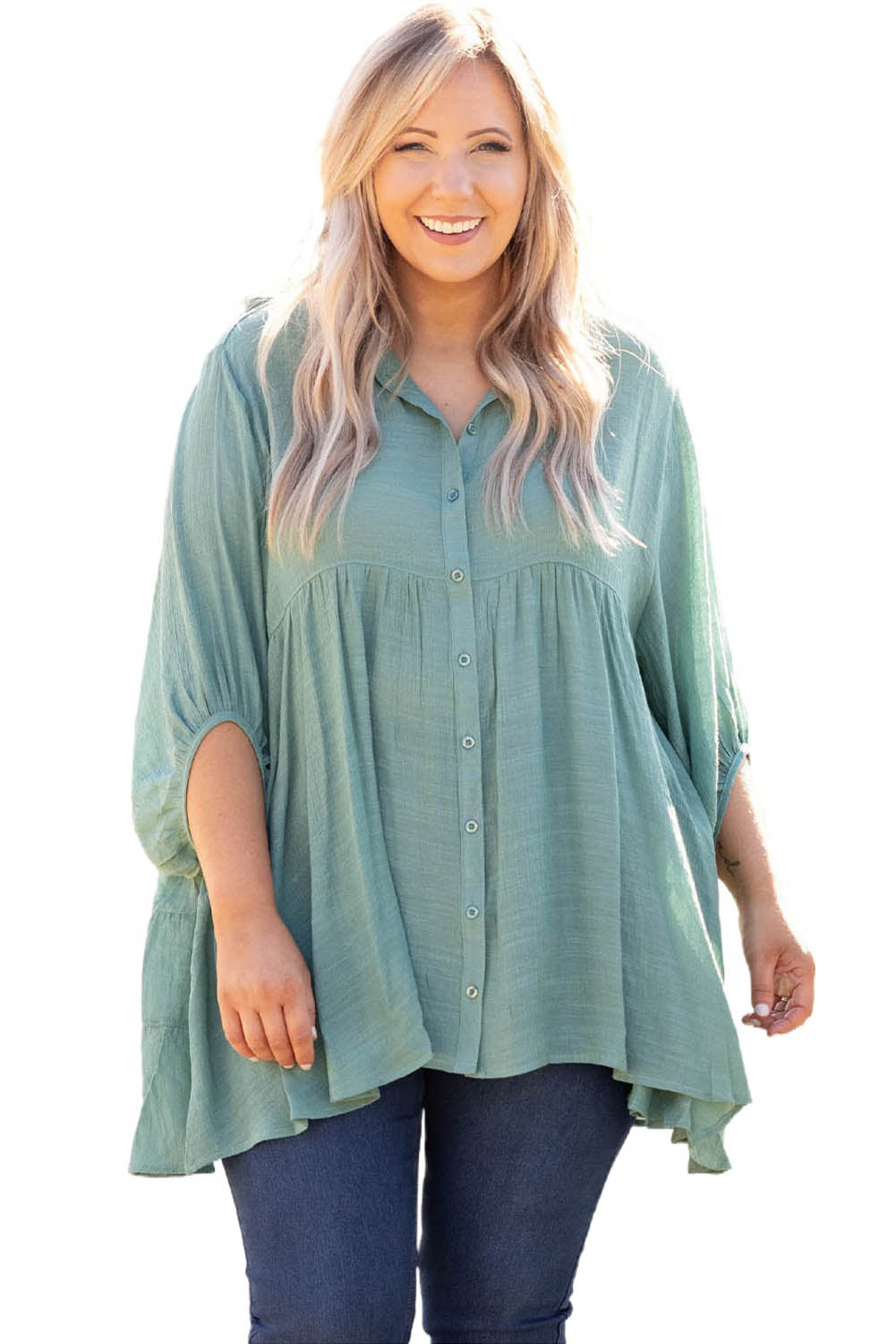 3/4 Sleeve Plus Size Tunic Top