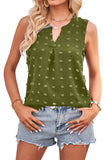 Swiss Dot Notched V Neck Tank Top