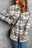 Brown Plaid Print Pocket Women Shacket