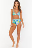 Abstract Print Front Knot High Waist Bikini Set