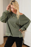 Exposed Seam Patchwork Dolman Sleeve Top