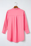 Chemise tunique surdimensionnée à manches longues de couleur unie rose