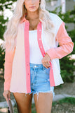 Color Block Patchwork Crinkle Long Sleeve Shirt