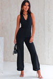 V Neck Crisscross Back Wide Leg Jumpsuit