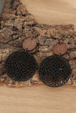 Hollow Out Wooden Round Drop Earrings