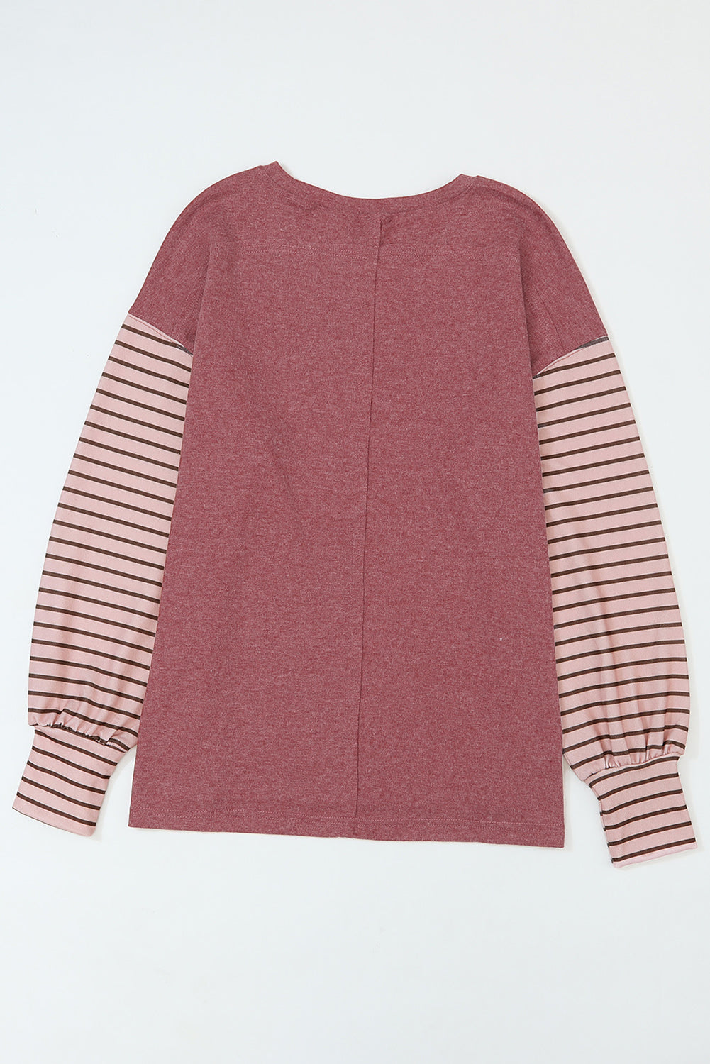 Green Colorblock Striped Bishop Sleeve Top