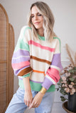 Striped Colorblock Drop Shoulder Sweater