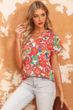 Floral Split Neck Top