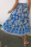 Smocked Waist Boho Floral Maxi Skirt