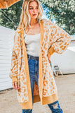 Fuzzy Knit Leopard Print Open Front Tunic Cardigan