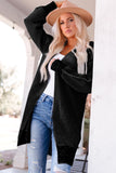 Gray Textured Knit Pocketed Duster Cardigan