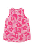 Pink Leopard Frilled Collar Printed Tank Top