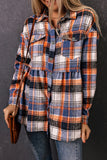 Plaid Button Down Ruffled Shirt Jacket