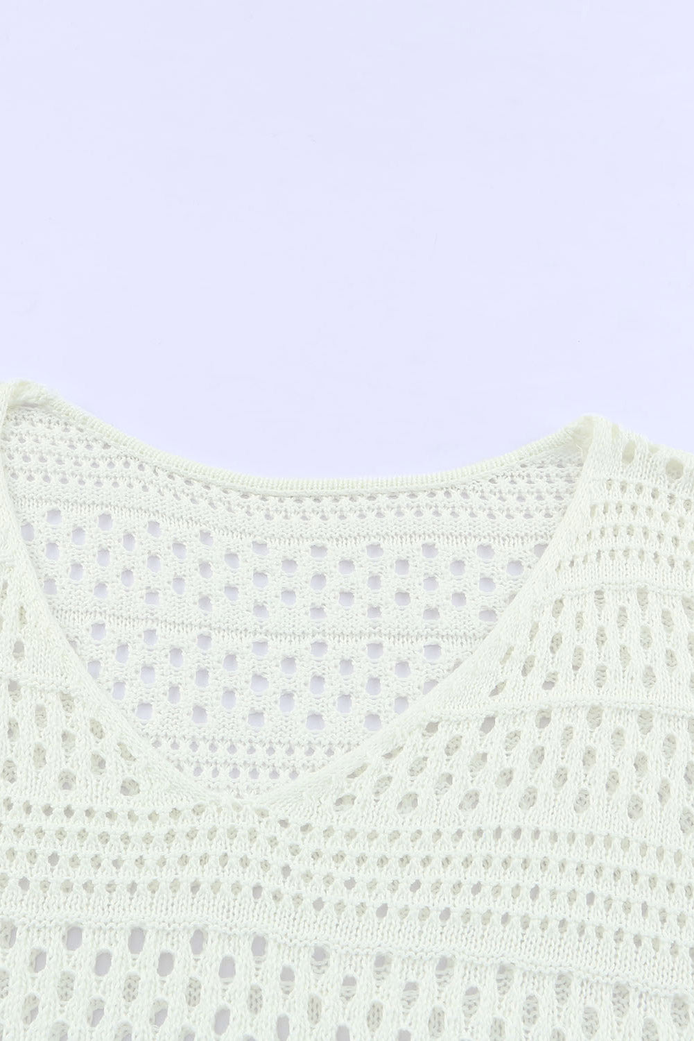 Hollow Out Crochet V Neck Pullover Sweater