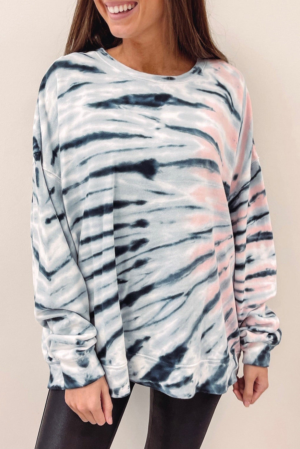 Tie-Dye Crewneck Long Sleeve Shift Pullover