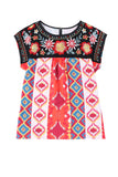 Floral Aztec Geometric Cap Sleeve Top