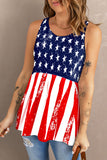 Stars Stripes Flag Print Longline Tank Top