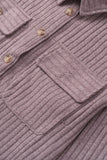 Button Flap Pocket Ribbed Knit Shacket