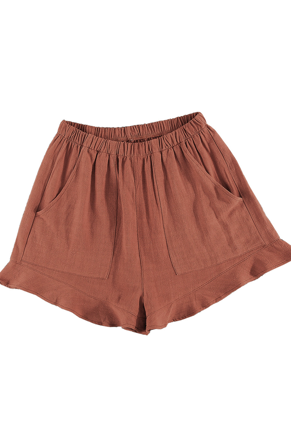 High Waist Pocketed Ruffle Shorts